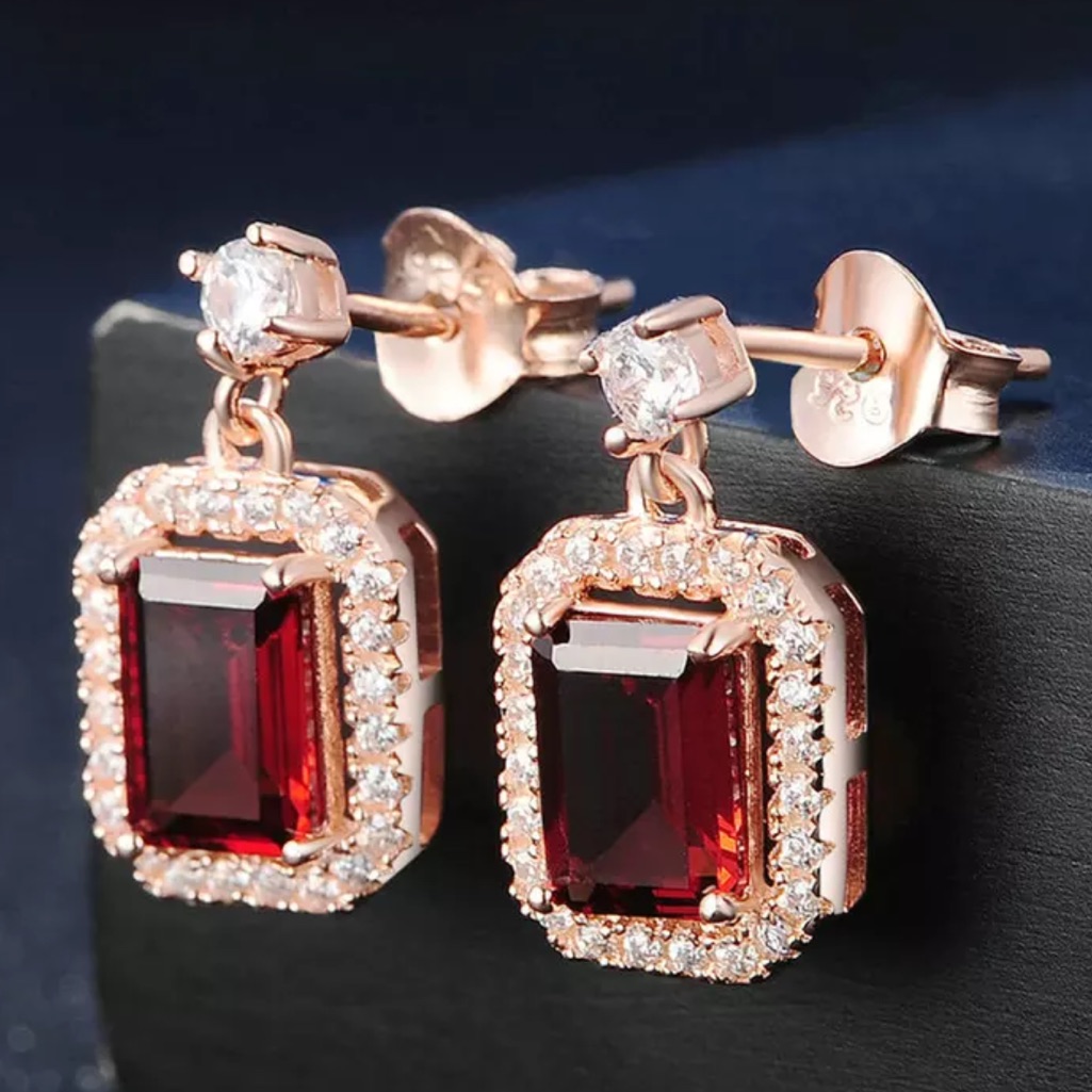 100% Natural Red Garnet Rose Gold Plated Necklace